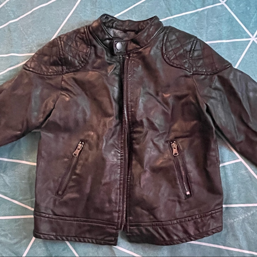 Toddler boy Black Zara Leather Jacket size 3/4